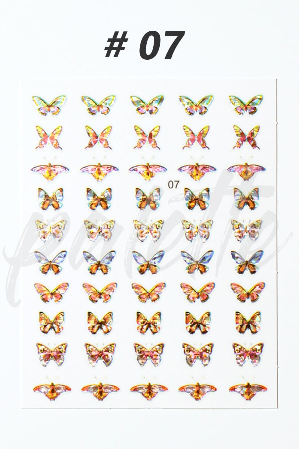 3D_Holo Butterfly Nail Stickers (Value Pack)